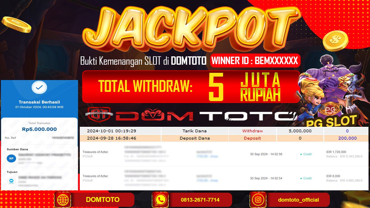 JACKPOT SLOT TREASURES OF AZTEC 01 OCTOBER 2024